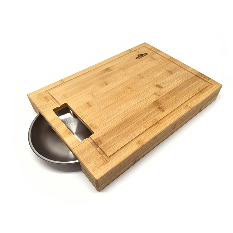 Bamboo cutting board with tray