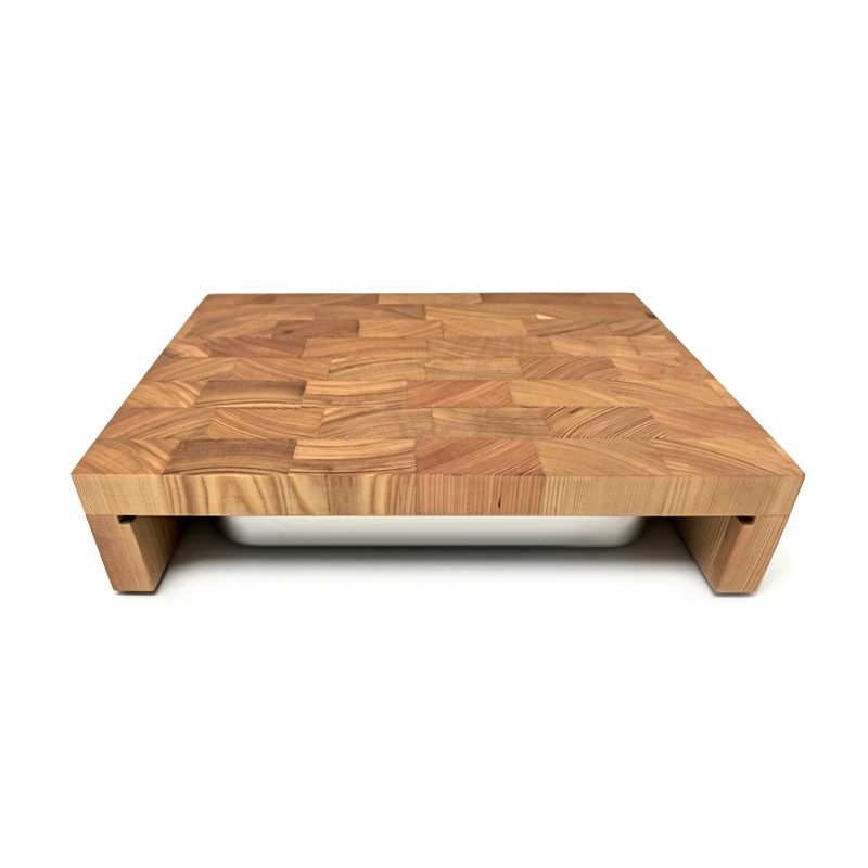 Wooden cutting board with tray