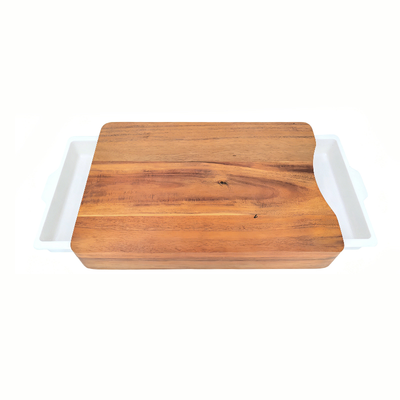 Wooden cutting board with  serving tray