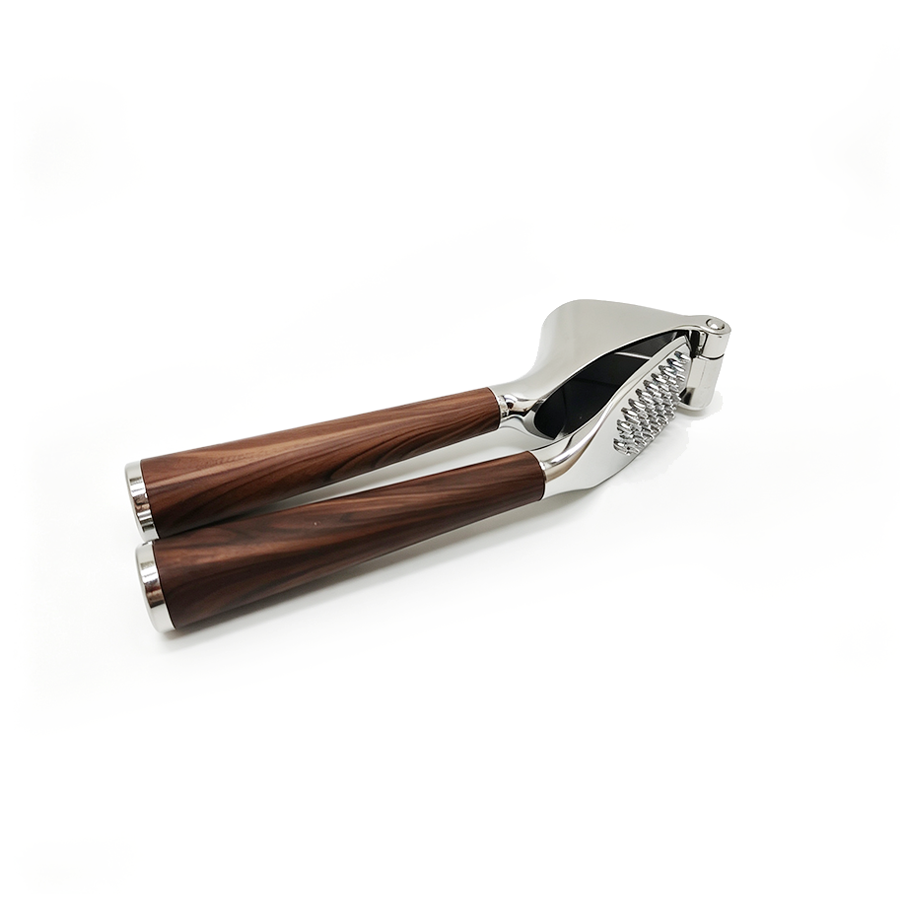 Zinc Alloy Garlic Press With Wooden Handle