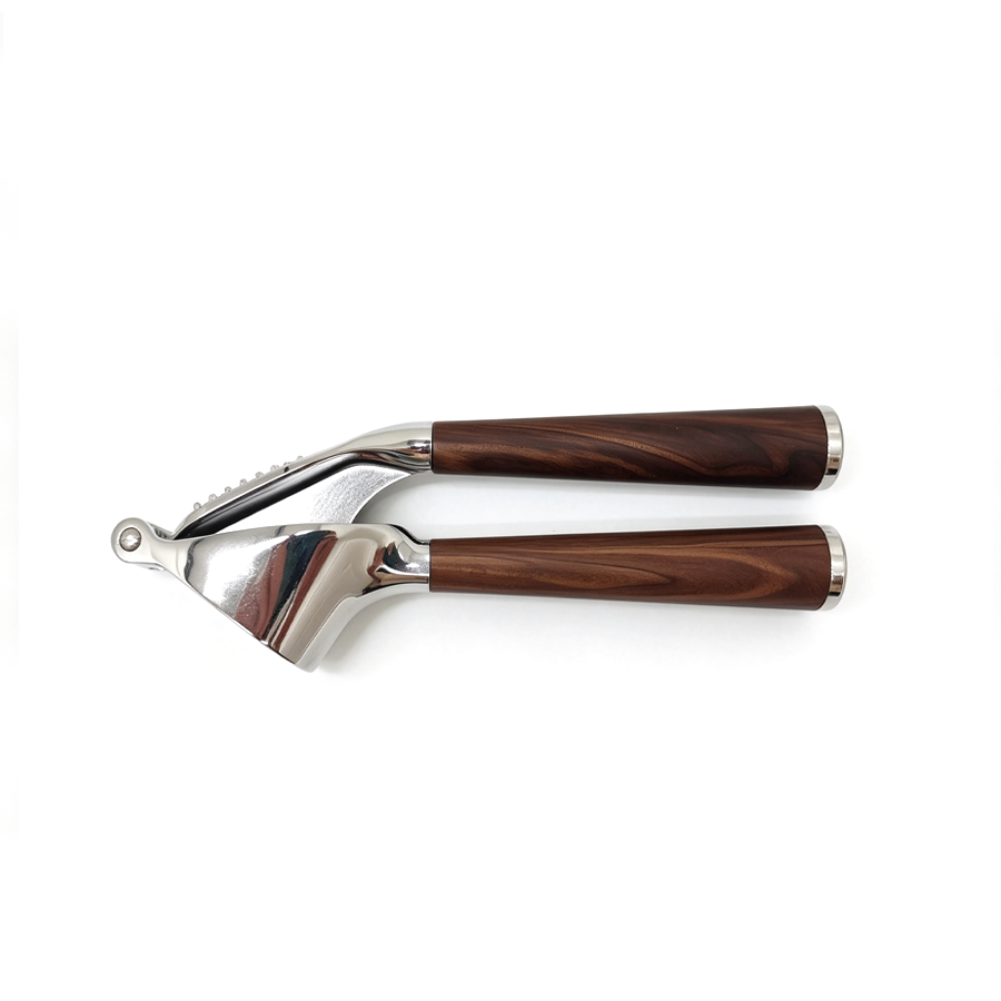 Zinc Alloy Garlic Press With Wooden Handle