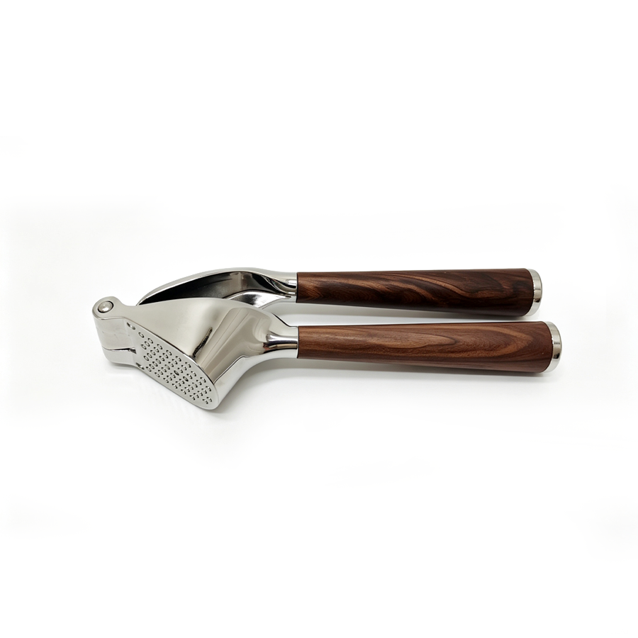 Zinc Alloy Garlic Press With Wooden Handle