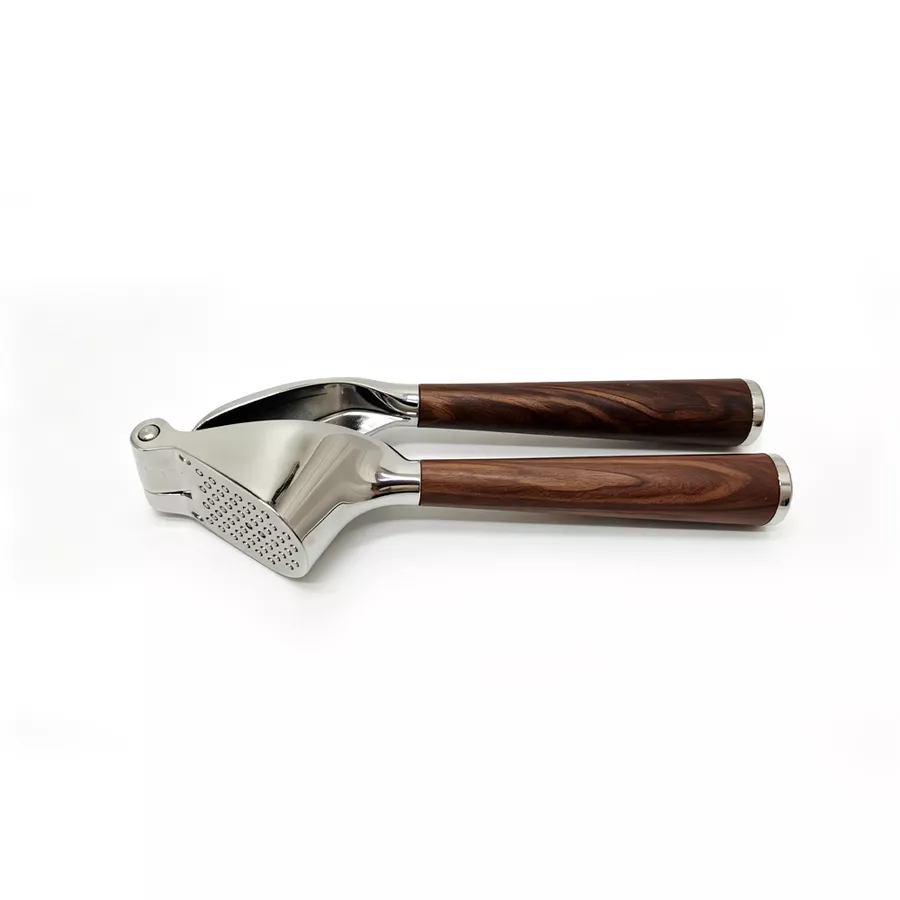 Zinc Alloy Garlic Press With Wooden Handle