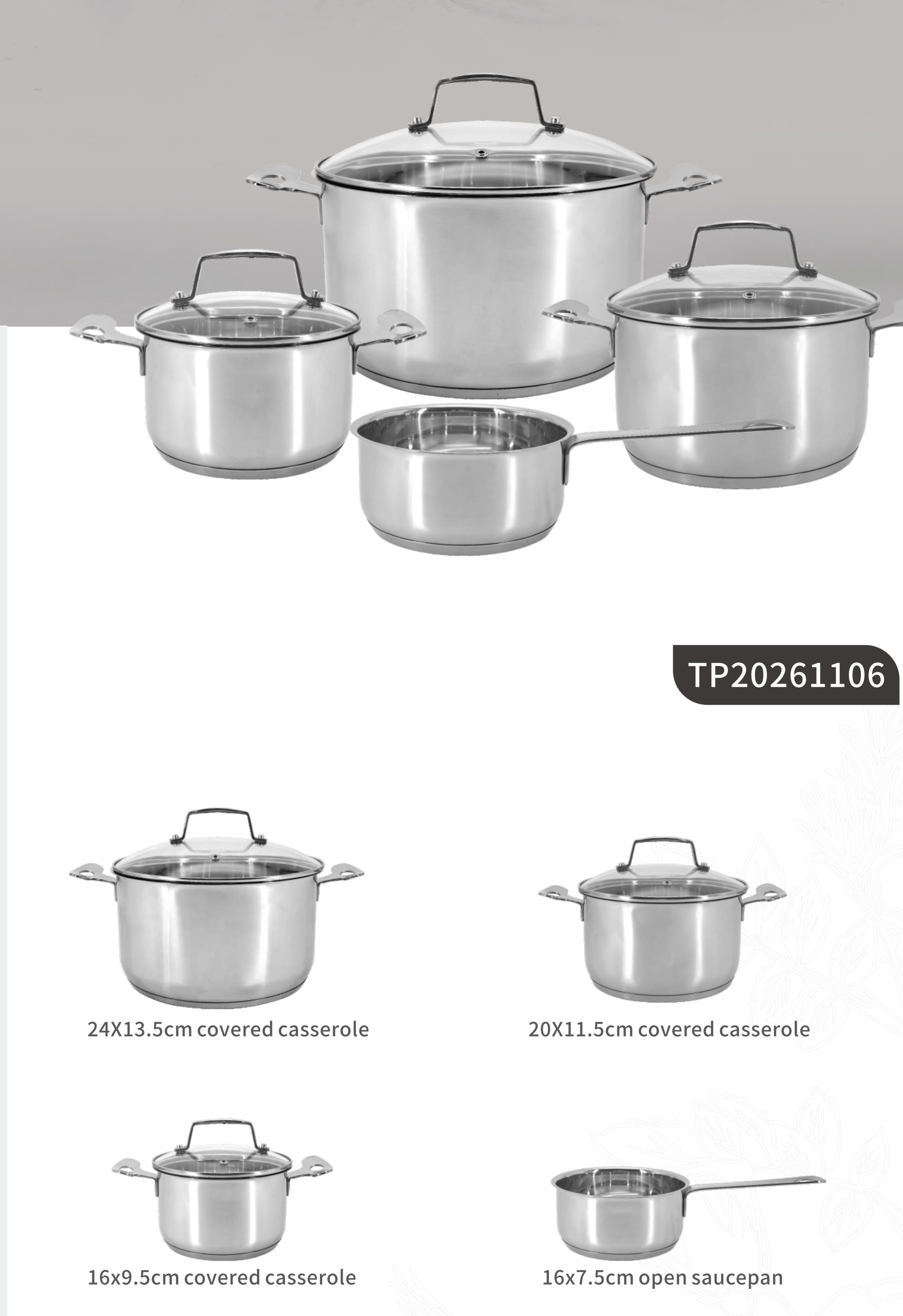 Stainless steel cookware sets