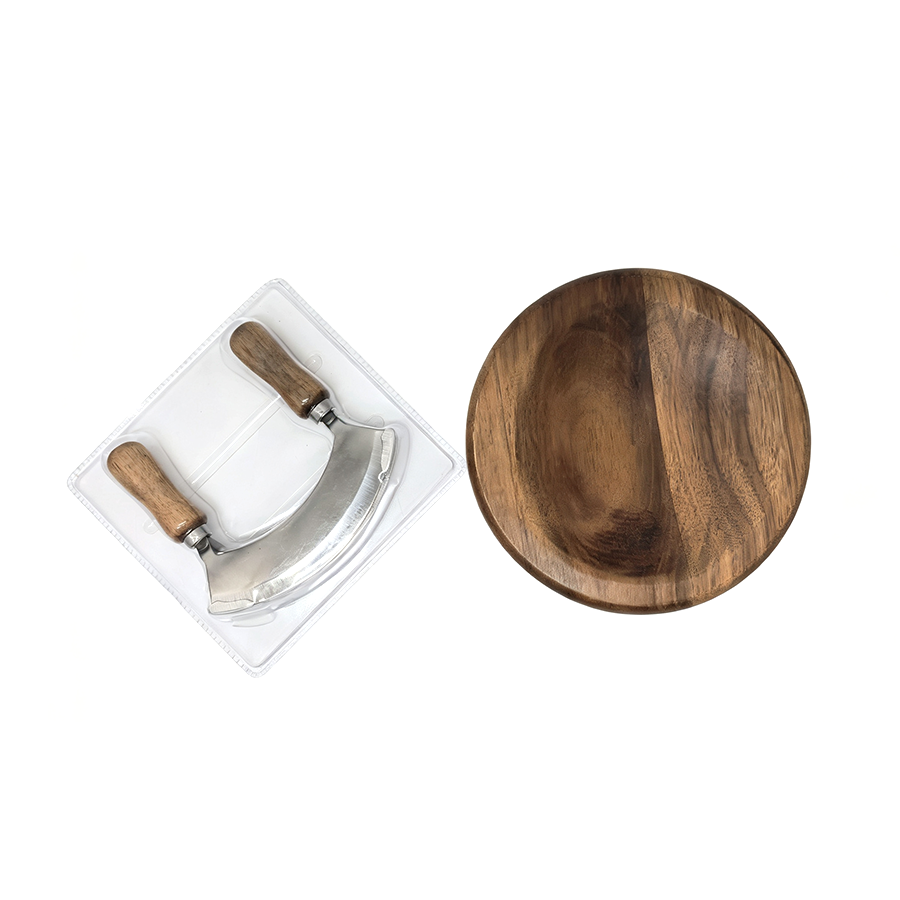 Wooden cutting board with cutter