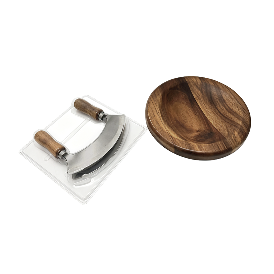 Wooden cutting board with cutter