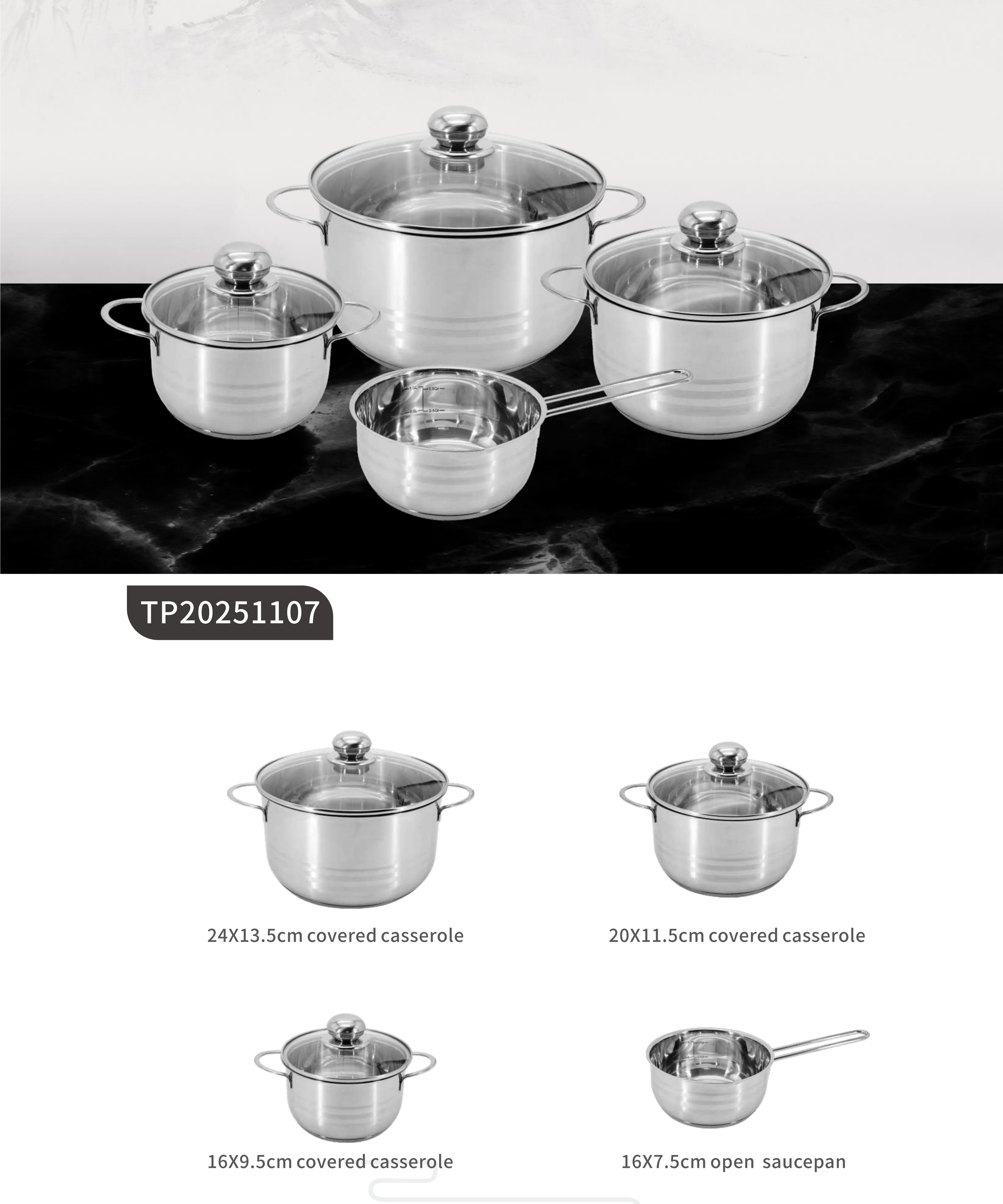 Stainless steel cookware sets