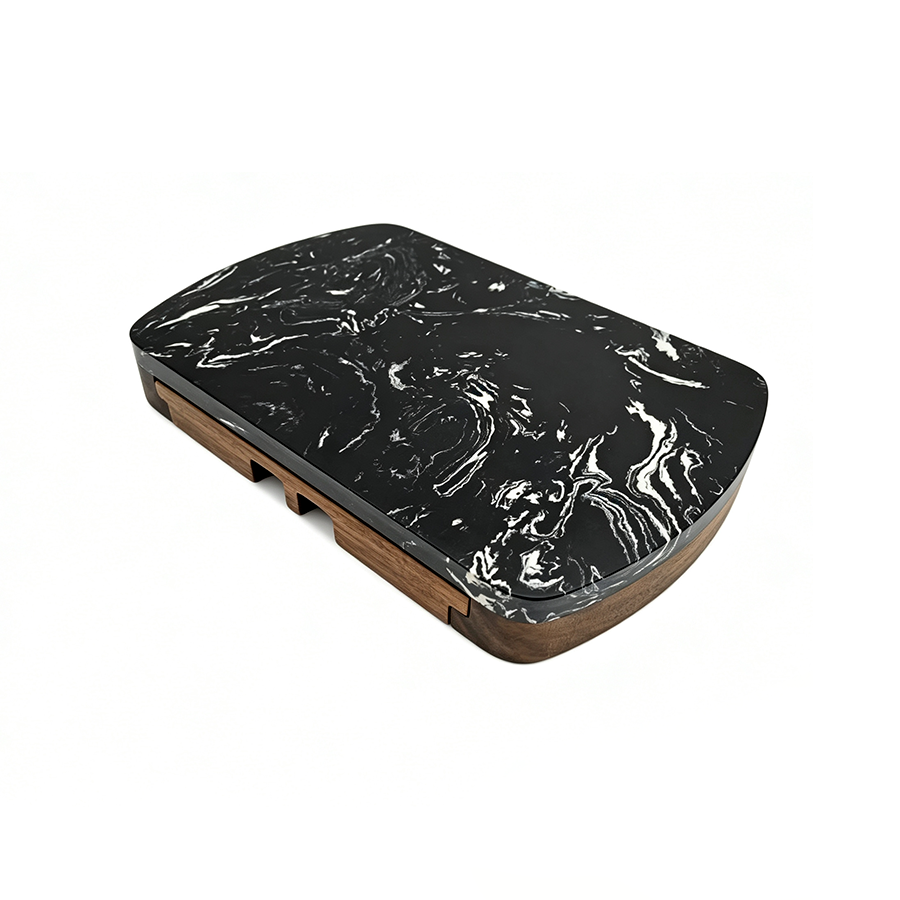 Black Marble Cheese Board Set with Knives