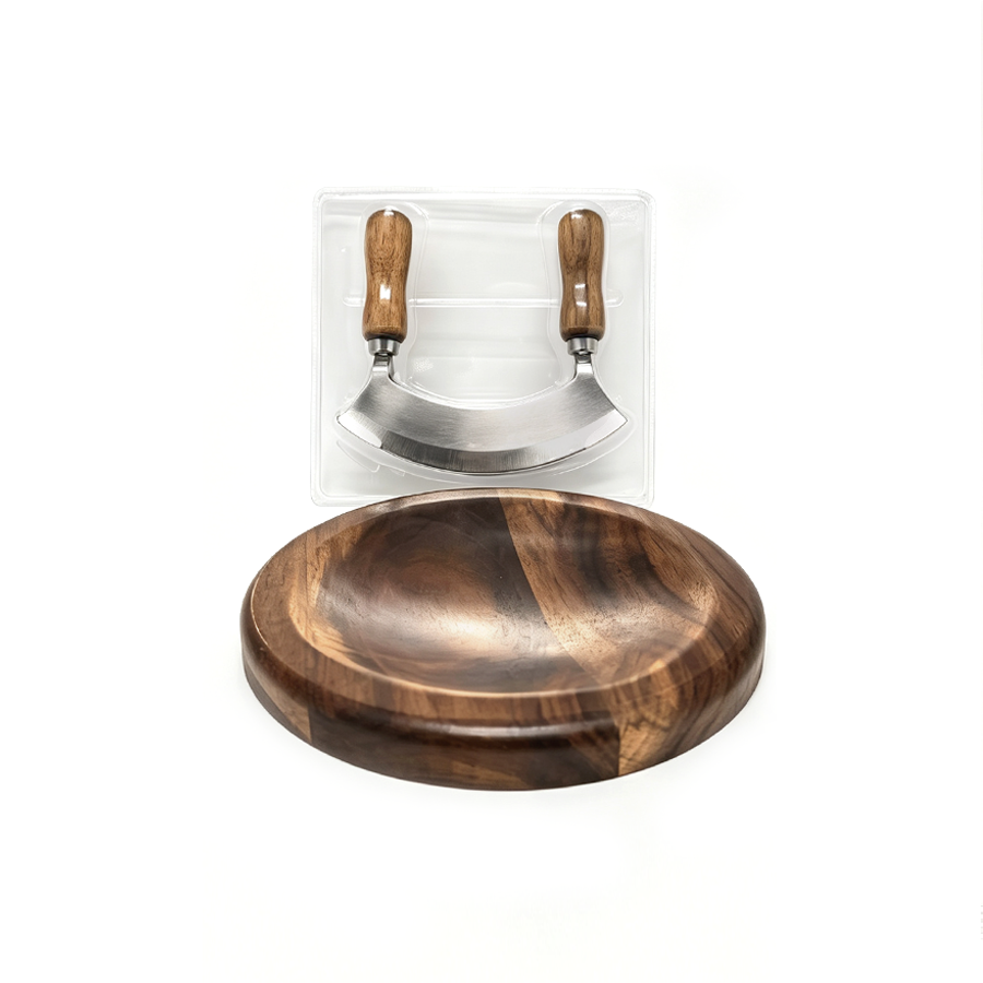 Wooden cutting board with cutter