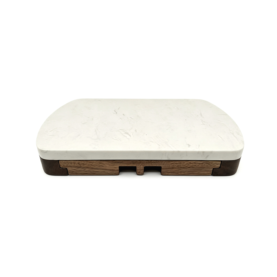 White Marble Cheese Board Set with Knives