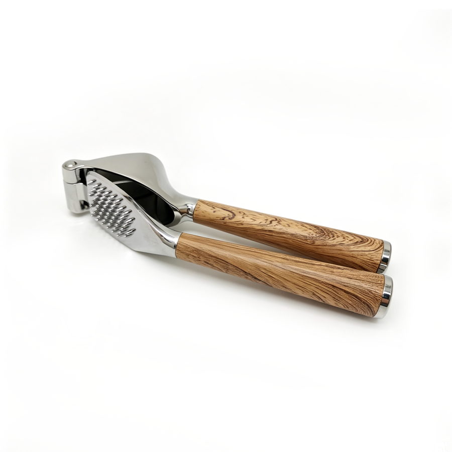 Zinc Alloy Garlic Press With Wooden Handle