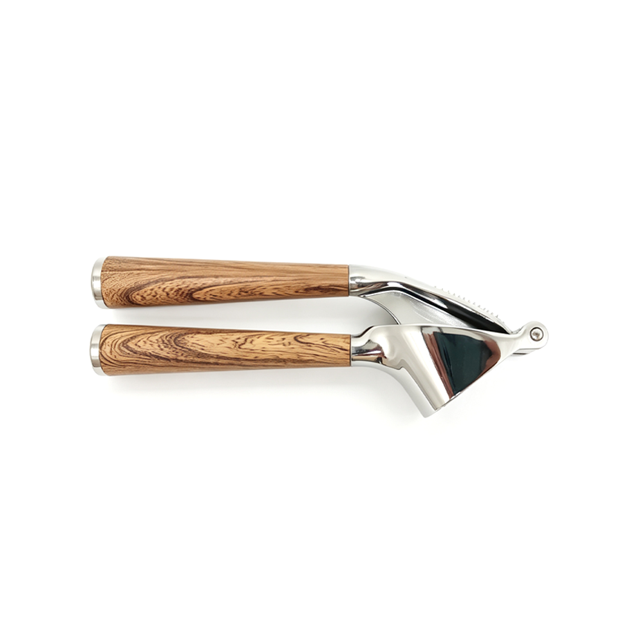 Zinc Alloy Garlic Press With Wooden Handle