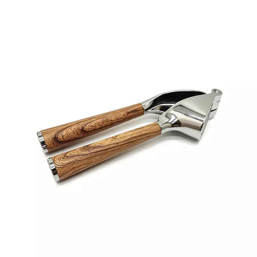 Zinc Alloy Garlic Press With Wooden Handle