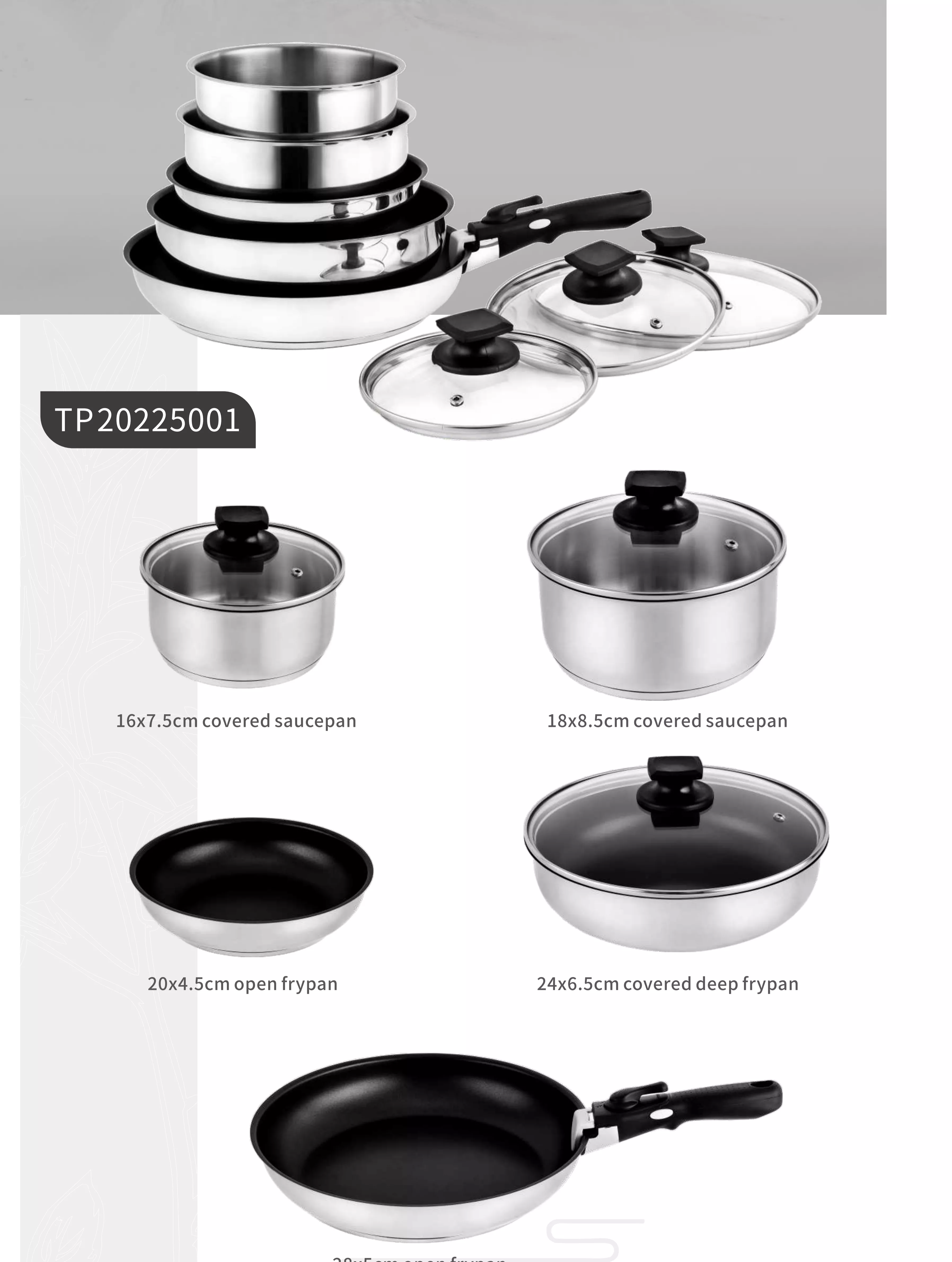 Stainless steel cookware sets