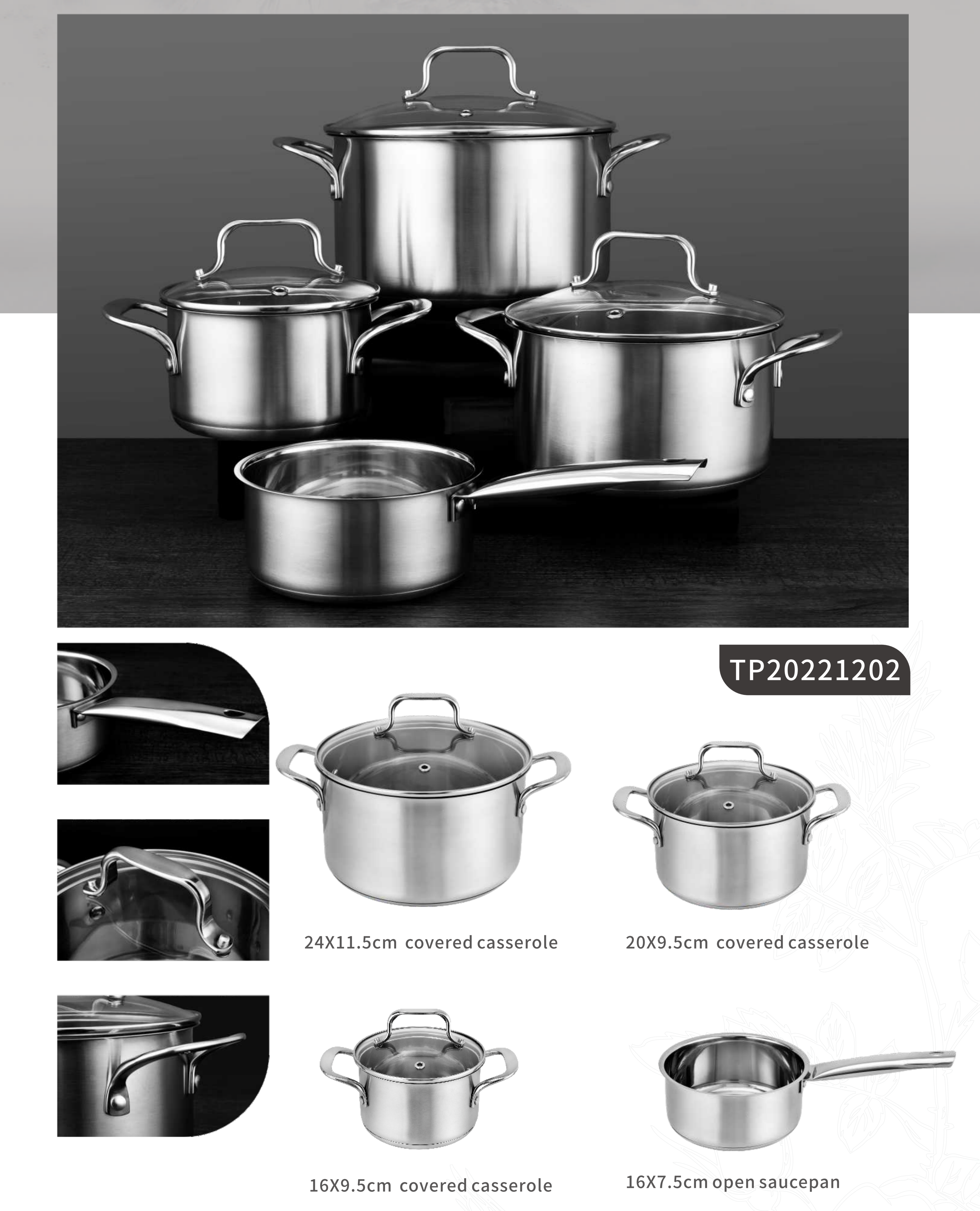 Stainless steel cookware sets
