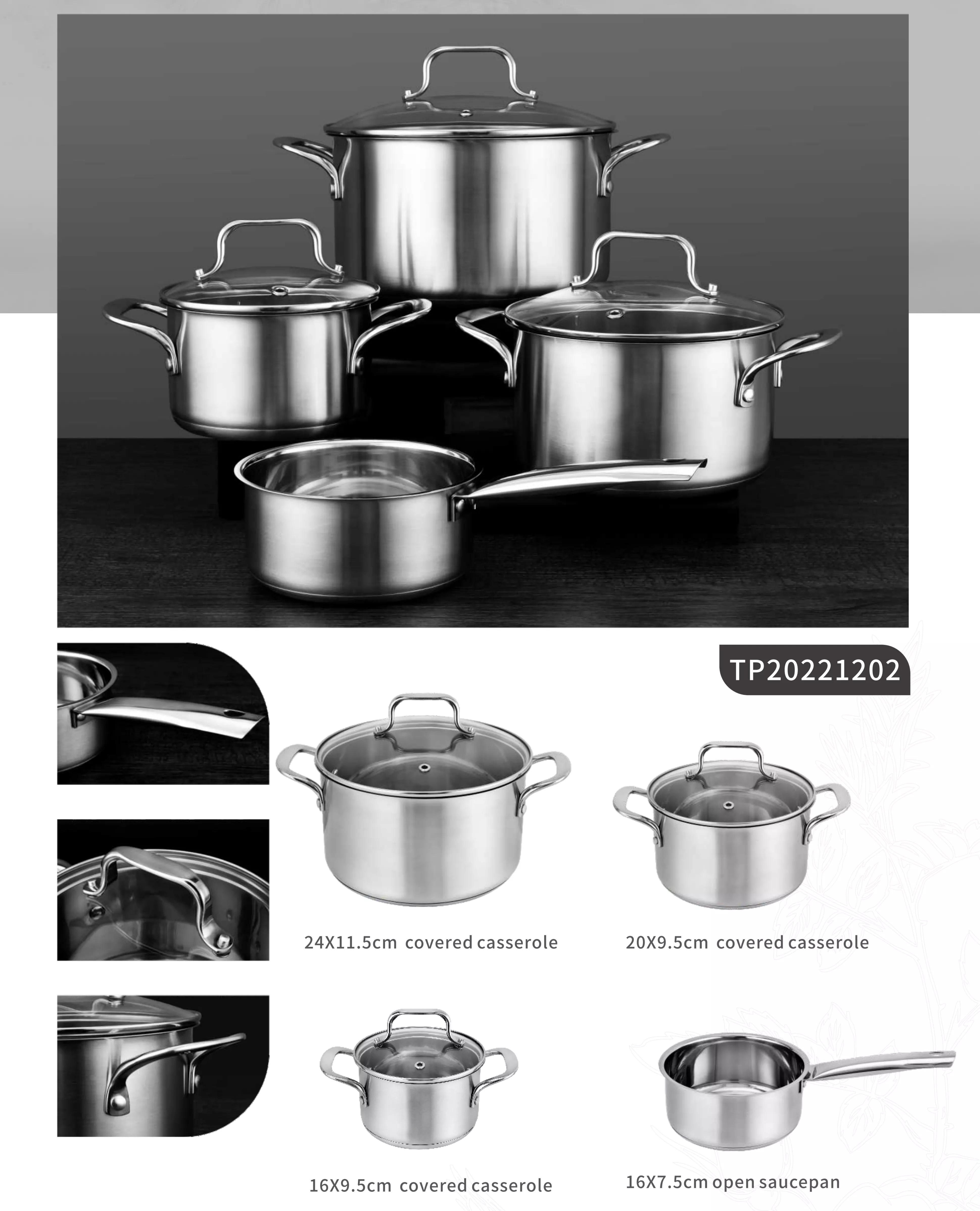Stainless steel cookware sets