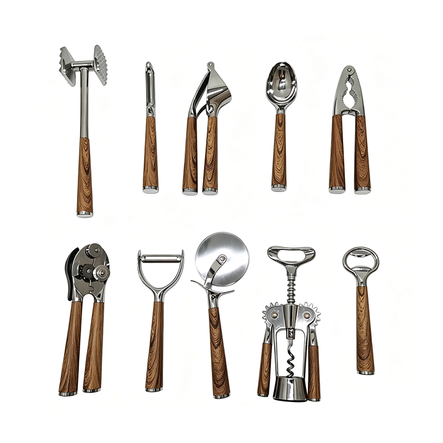 Wooden handle kitchen gadget sets