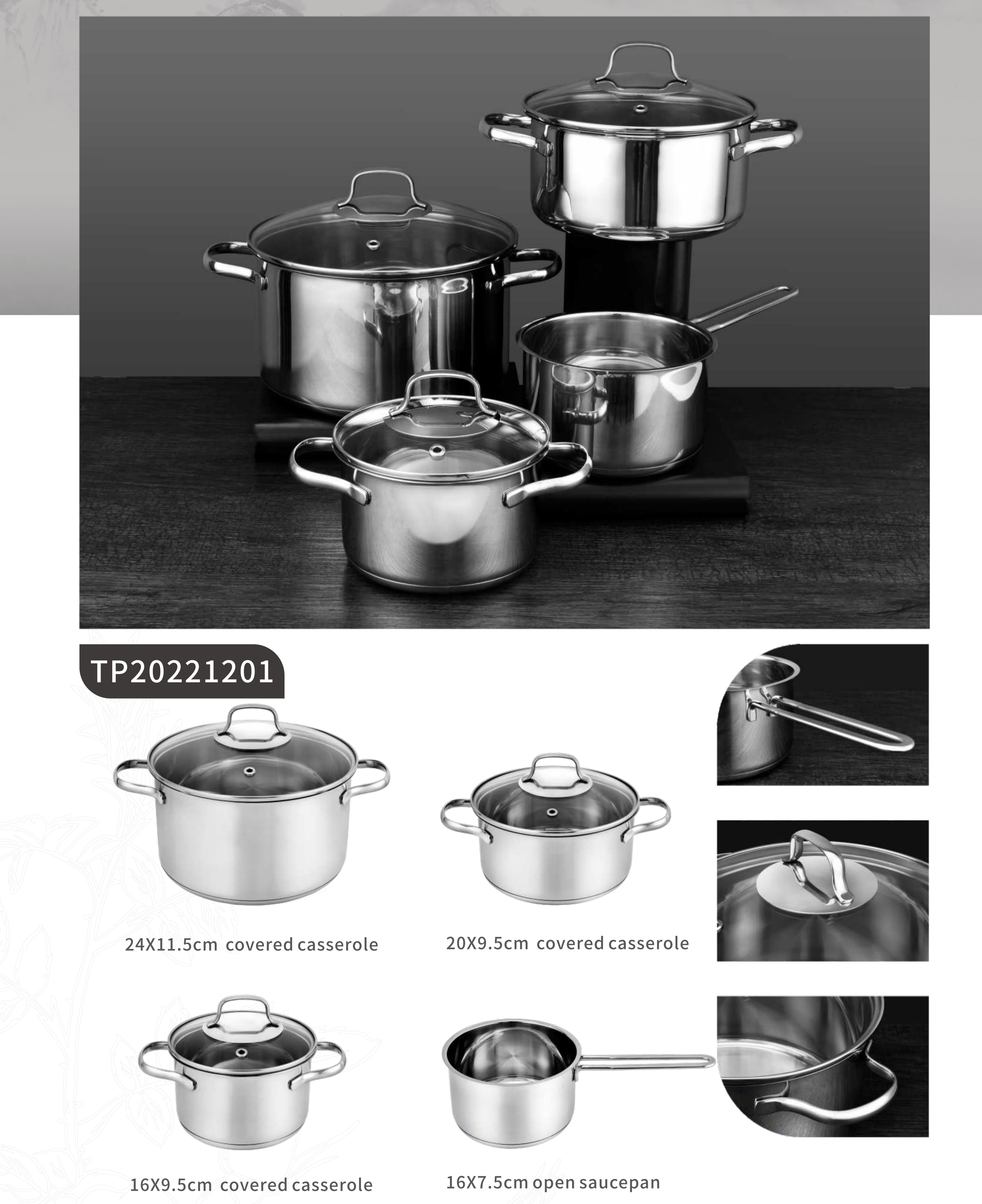 Stainless steel cookware sets